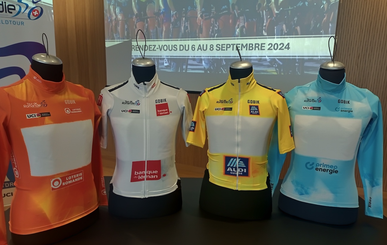 Morges_Tour_Romandie_feminin_2024_maillot_leader_Aldi_Loterie_Romande_Primo_Energie_Banque_Leman
