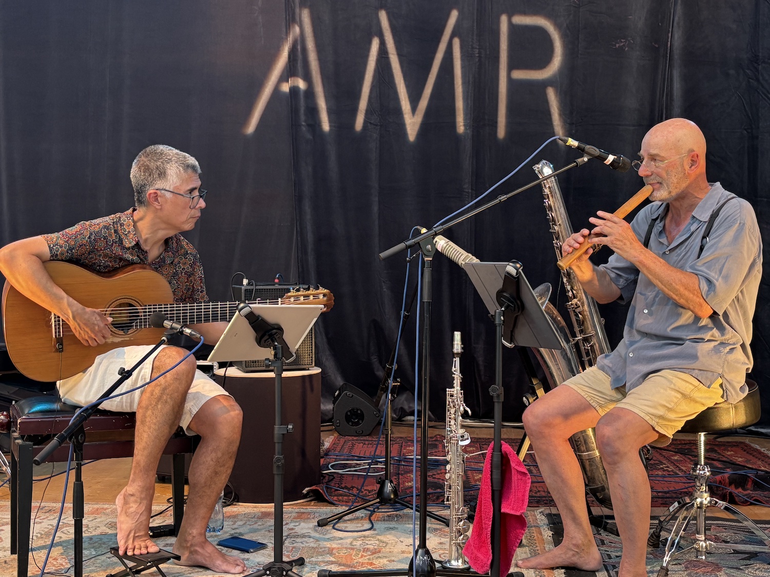 Geneve_Parc_Cropettes_AMR_Jazz_Festival_2025_Yves_Cerf_saxophones_soprano_Sergio_Valdeos_guitare_7_cordes