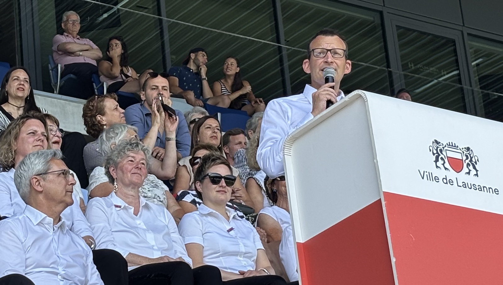Lausanne_Stade_Tuiliere_Ceremonie_cloture_77e_Fete_federale_gymnastique_Cedric_Bovet_president_comite_organisation