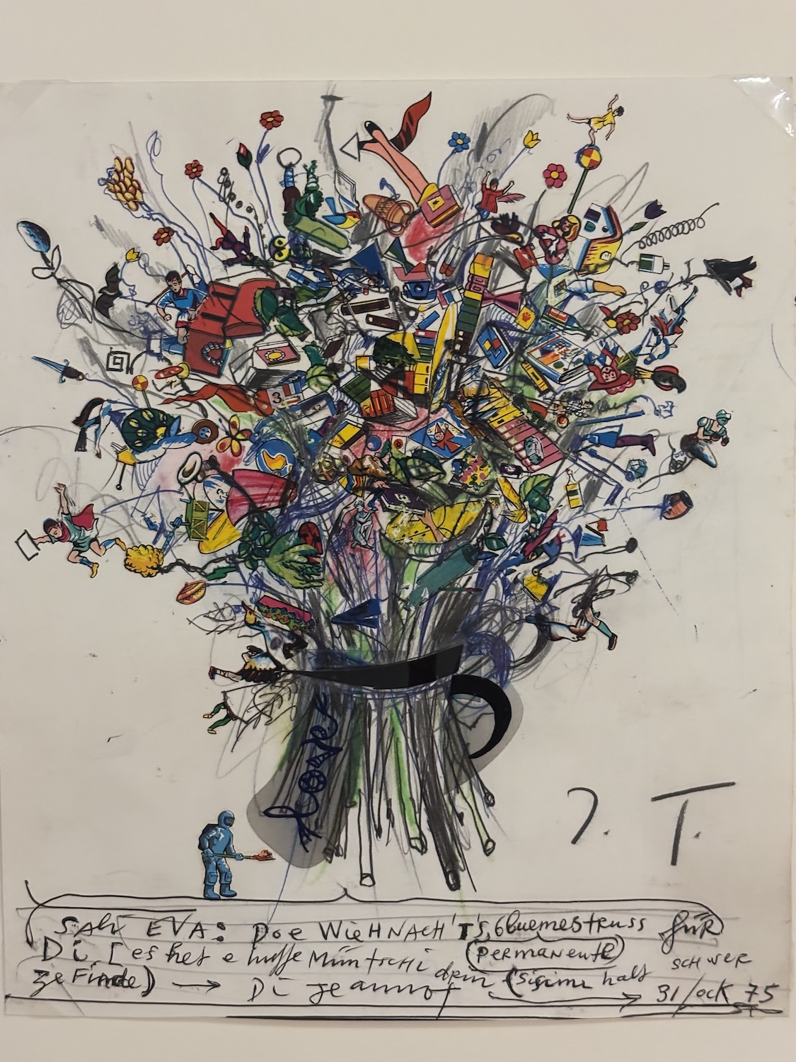 Geneve_Musee_Rath_Jean_Tinguley_dessin_carte_voeux_Noel_bouquet_fleurs_1975